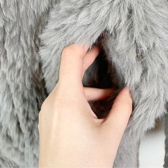 BUBISH LUXE Long Faux Fur Grey Coat Jacket US L - Picture 5 of 14
